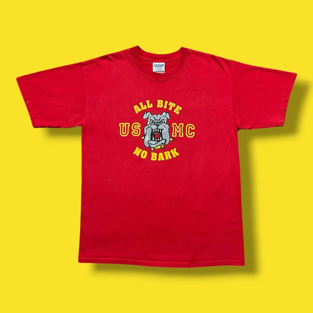 Vintage USMC Shirt Bulldog Military Tee US Marines y2k Red Mens Large